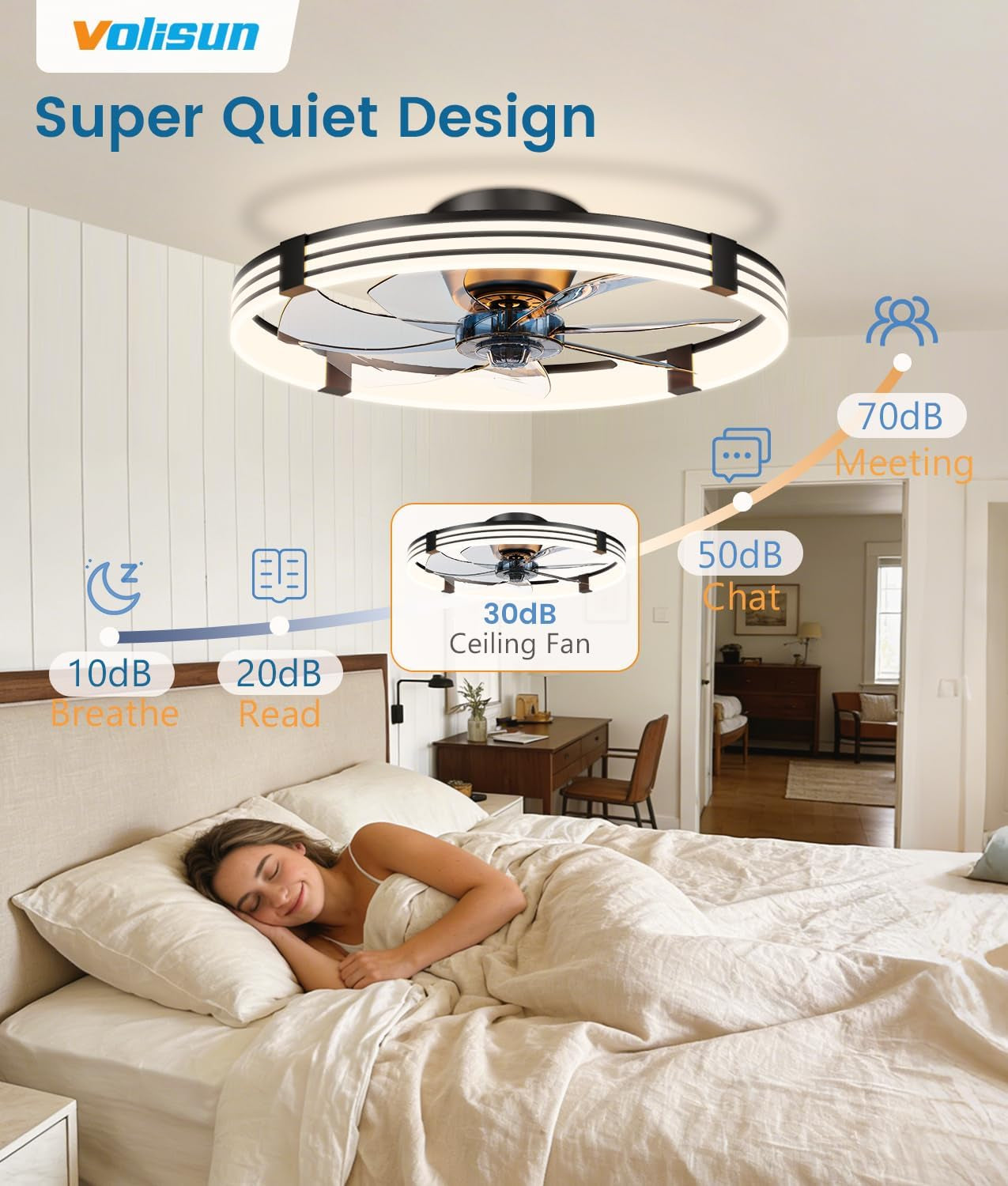 24In Low Profile Dimmable Ceiling Fan with Remote App Control-4