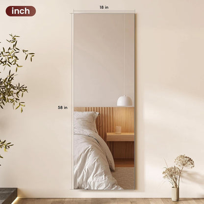 58x18 Frameless Full Length Distortion Free Silver Coated Mirror