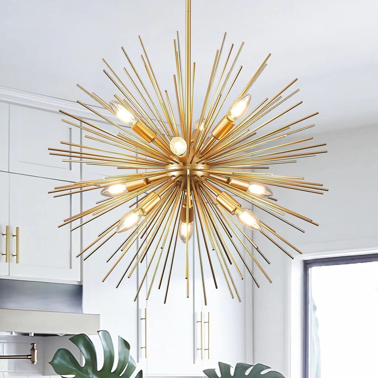 24 Inch Gold Sputnik Chandelier Nine Light Modern Ceiling Fixture-0