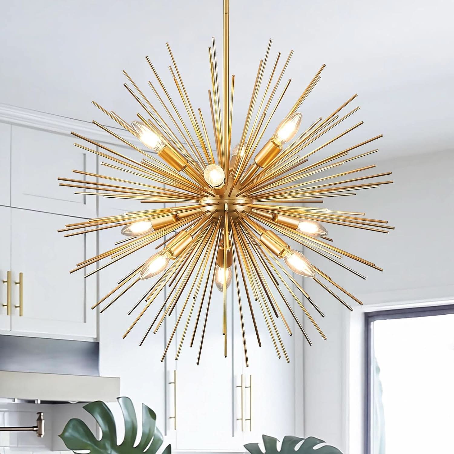 24 Inch Gold Sputnik Chandelier Nine Light Modern Ceiling Fixture-0