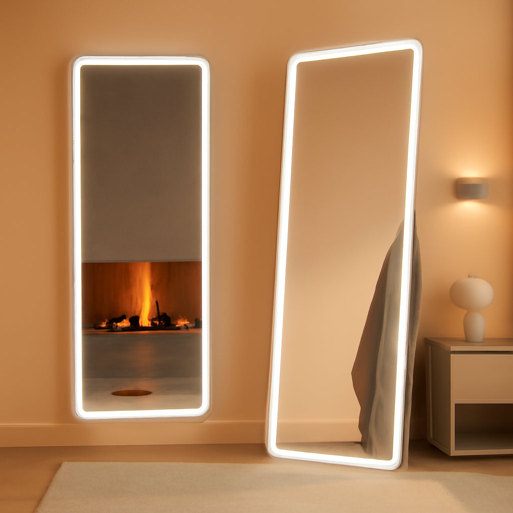 Statement LED Dimmable Full Length Mirror 71x26 Inches Aluminum Frame