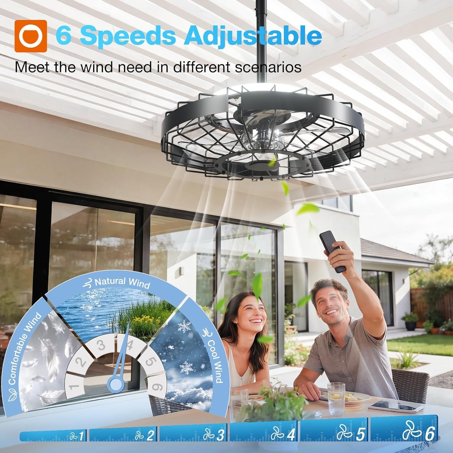 20 Inch Outdoor Ceiling Fan with Integrated LED Lighting IP65 Waterproof-2
