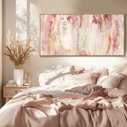 Pink Abstract Canvas Wall Art 20x40 Inches Framed Modern Decor-2