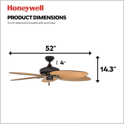 52Inch Palm Island Bronze Ceiling Fan Indoor Outdoor Large Spaces