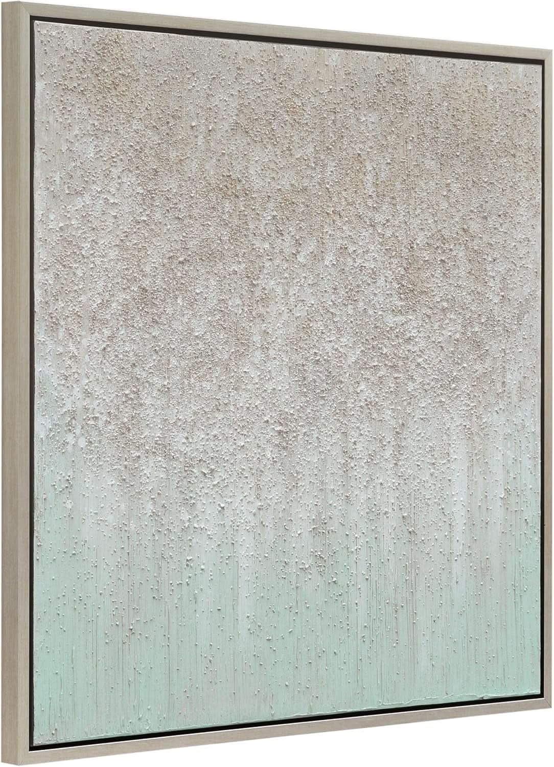 Large Textured 36x36 Abstract Hand Painted Metallic Silver Wall Art