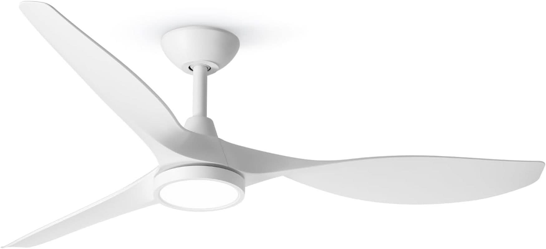 52 Inch White Energy Efficient Ceiling Fan with Integrated LED Light