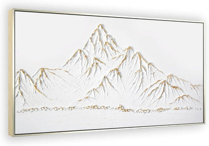 White Gold Framed Textured 48x24 Handmade Landscape Artwork