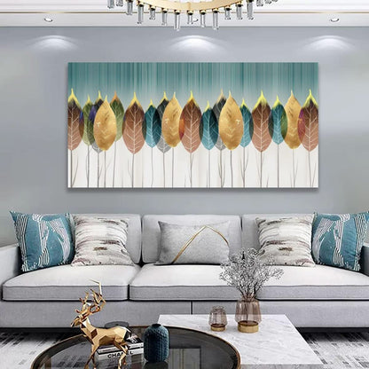 Colorful Leaves Canvas Wall Art 20x40 Abstract Nature Print-3