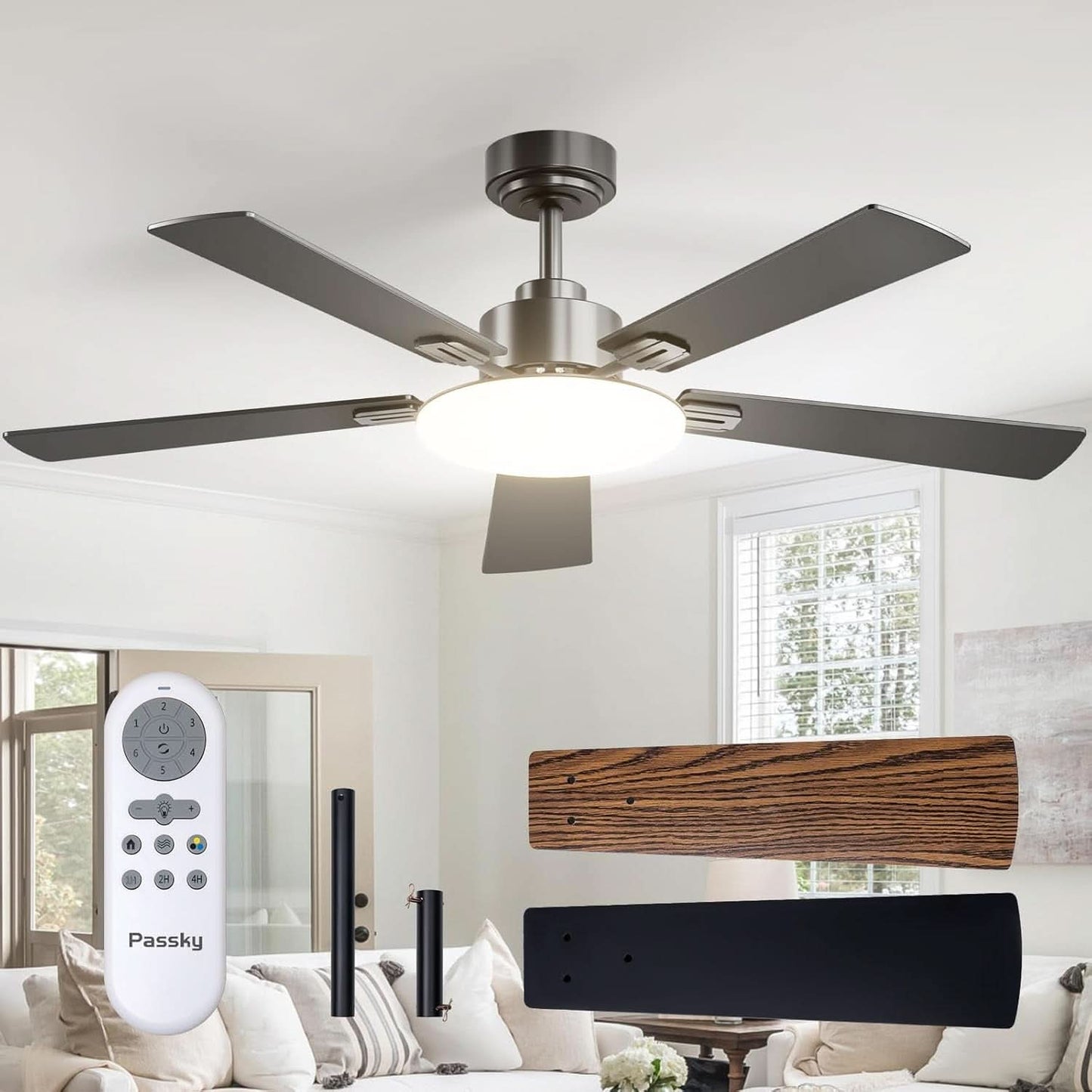 52 Inch Energy Efficient Ceiling Fan with Light and Remote Control