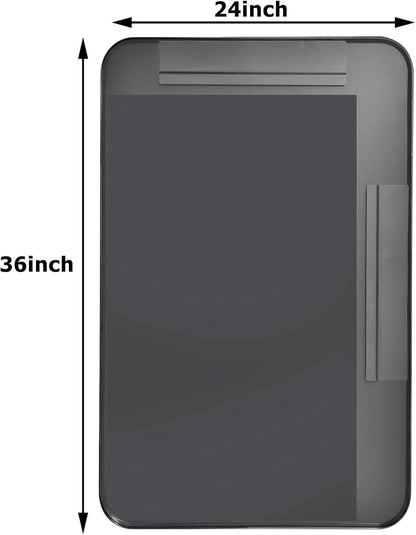 Black rectangular mat with dimensions 24 inches by 36 inches on a white background