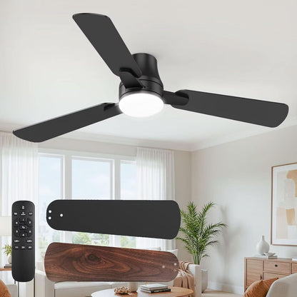 42 Inch Black Ceiling Fan with Light Energy Efficient Remote Control