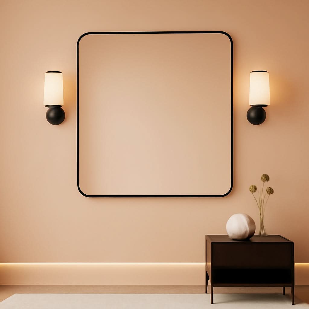 Black Framed Vanity Mirror 30x30 Shatter proof HD
