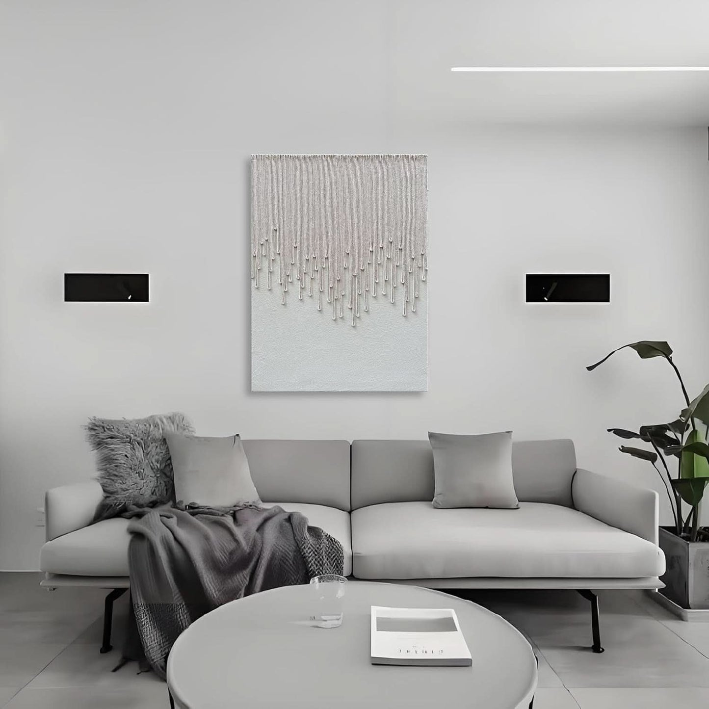 Hand-Painted White Abstract Oil Painting 40x28 Inch Canvas Wall Art