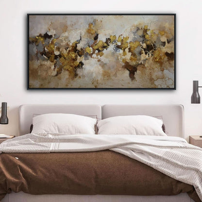 Brown Yellow Abstract Expressionist Canvas Wall Art 24x48 Inches
