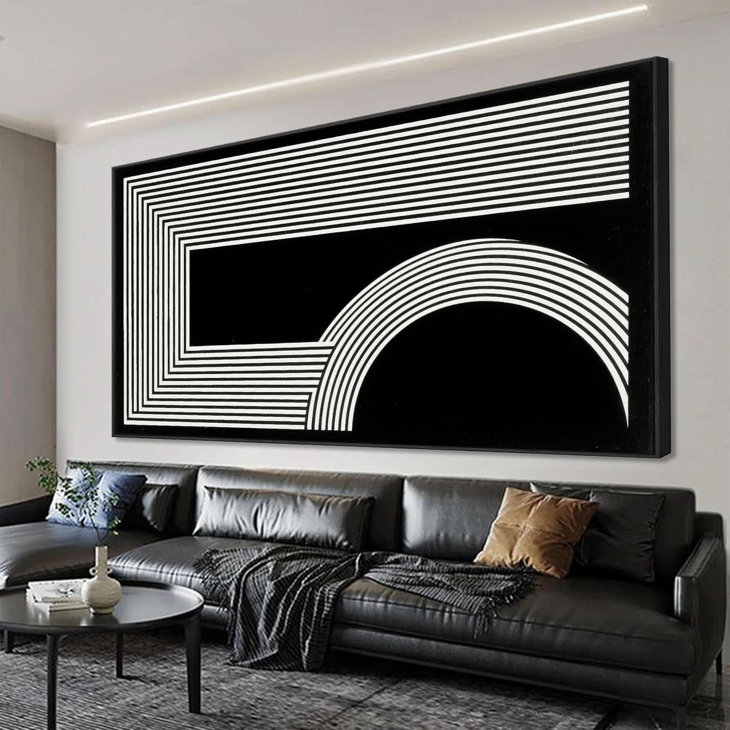 Monochrome Contemporary Canvas Wall Art 24x48 Inches Waterproof