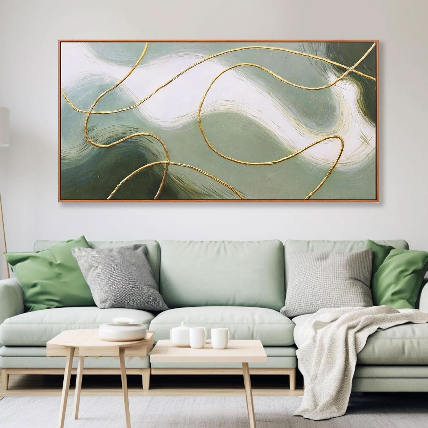 40x20 Emerald Abstract Contemporary Canvas Wall Art Premium Decor