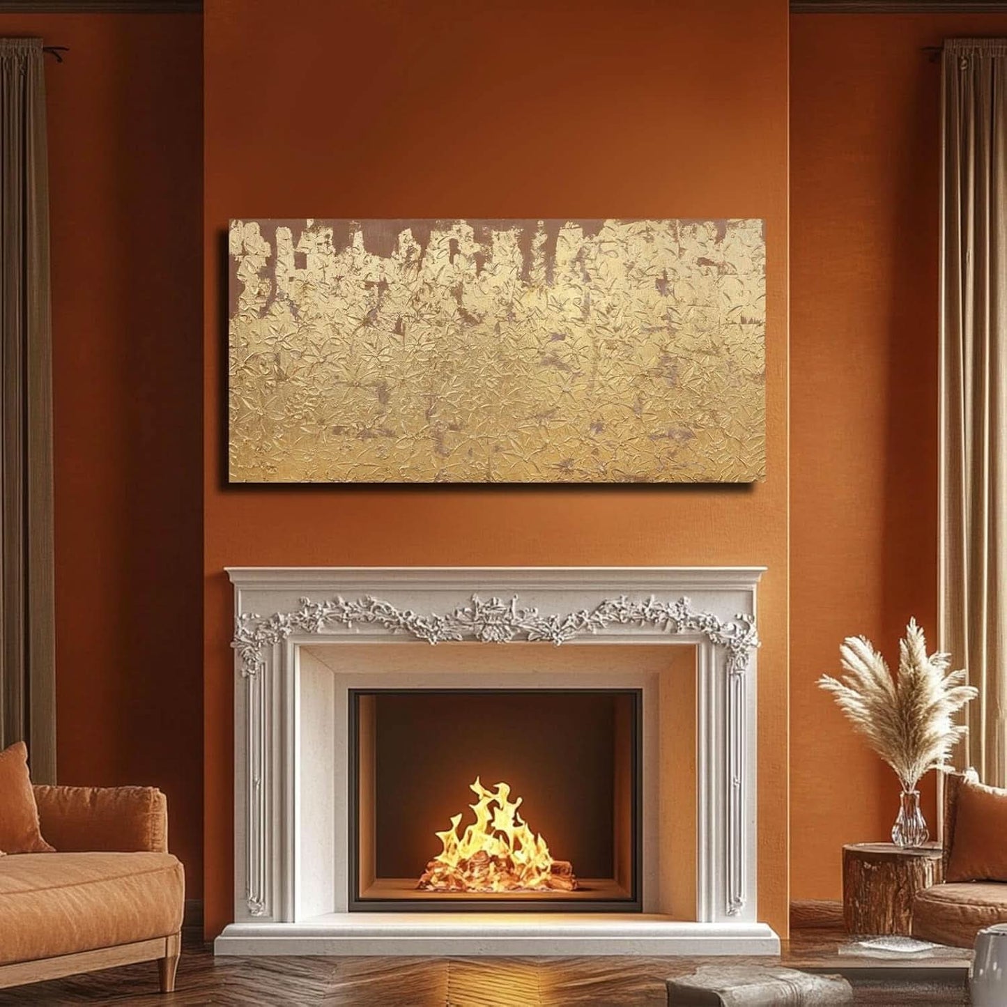 24x48 Hand-Painted Canvas Wall Art with Gold Foil Accent-4