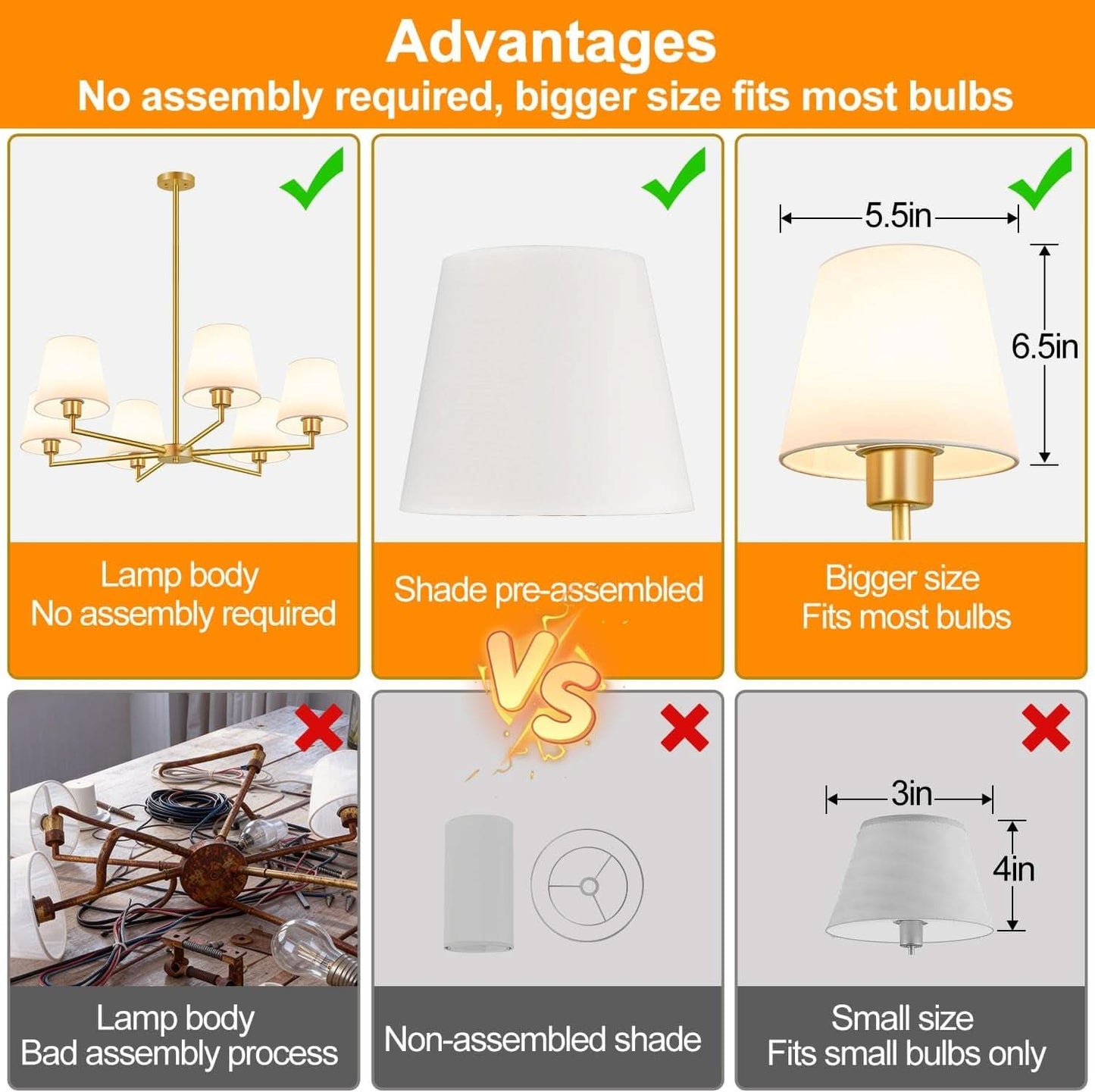 36 Inch Brushed Gold Chandelier Six-Light Dining Room Pendant Light