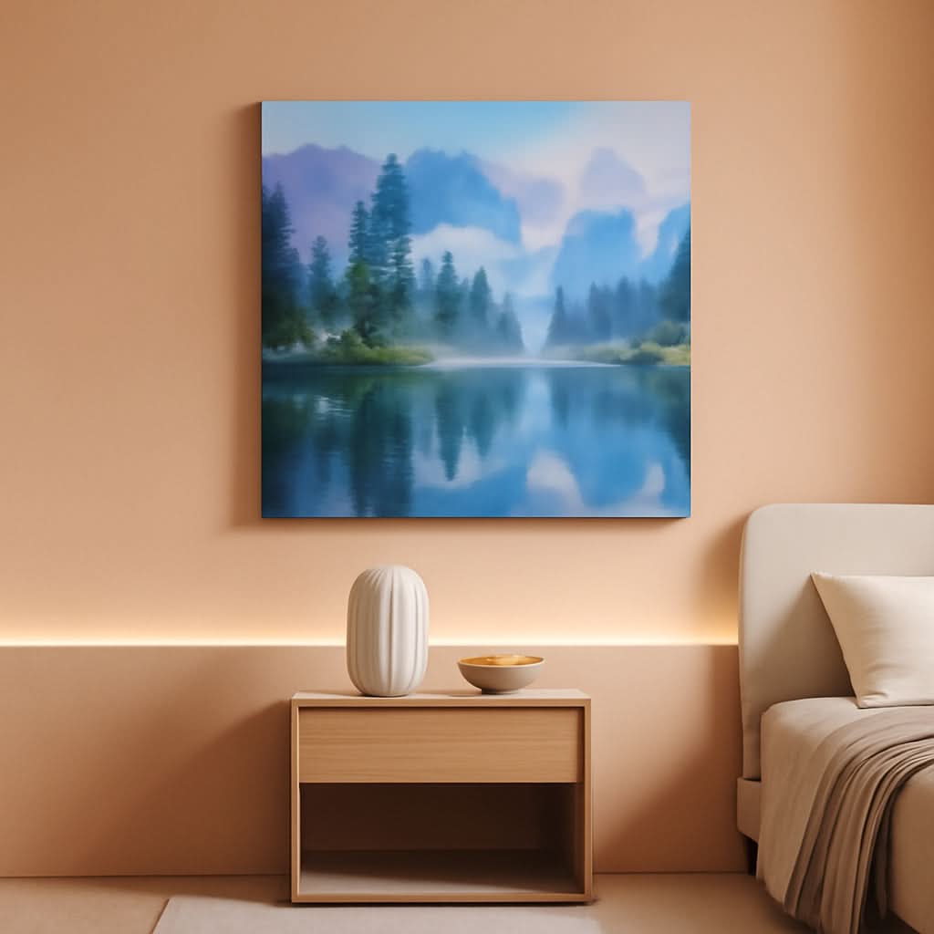 40x20 Inch Green Forest Landscape Framed Canvas Wall Art