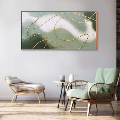 40x20 Emerald Abstract Contemporary Canvas Wall Art Premium Decor