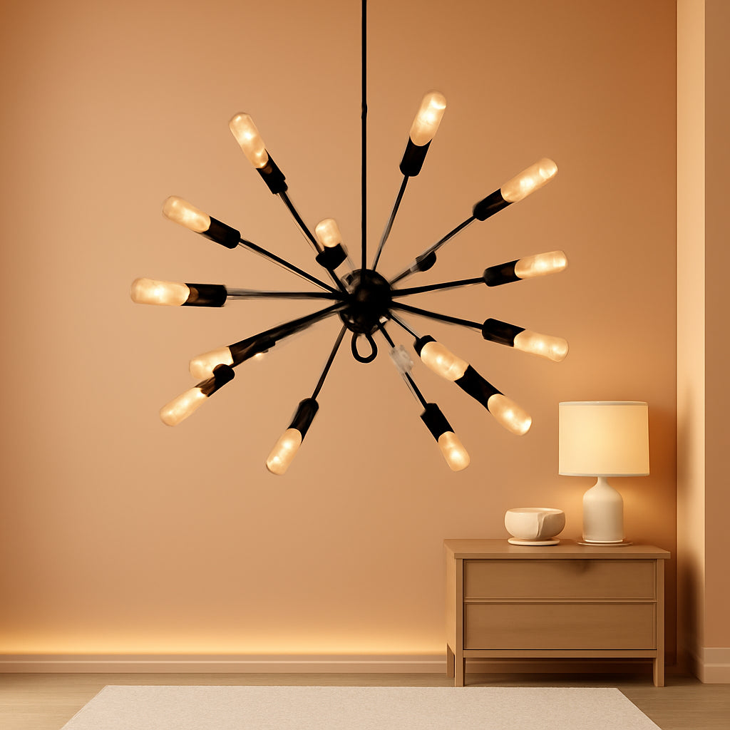 Black Sputnik Chandelier 36 Inch Pendant Light Adjustable Height