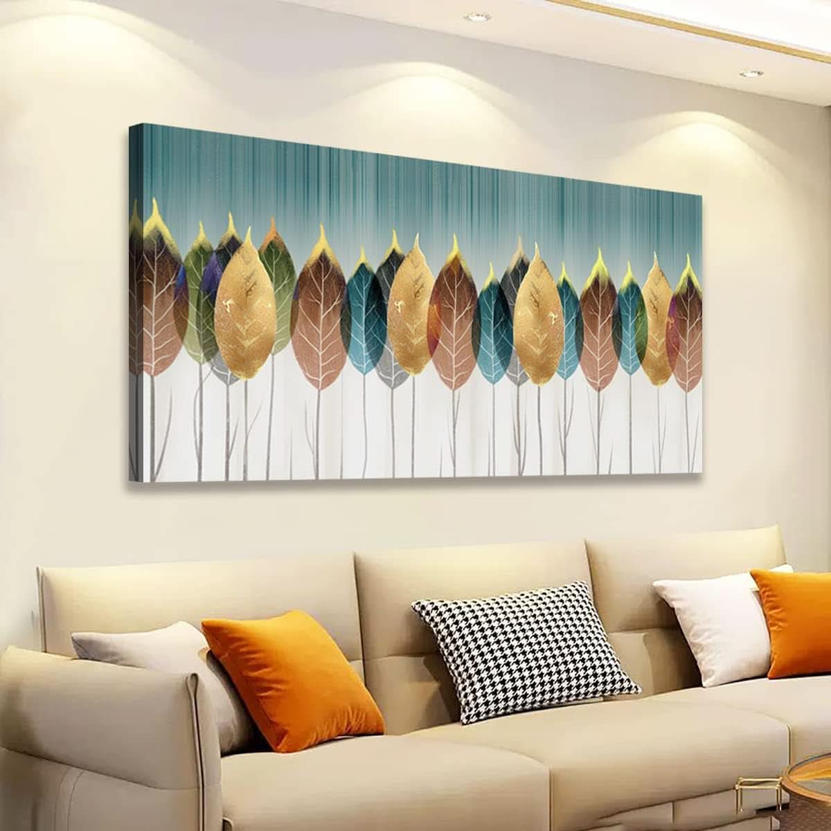 Colorful Leaves Canvas Wall Art 20x40 Abstract Nature Print-1