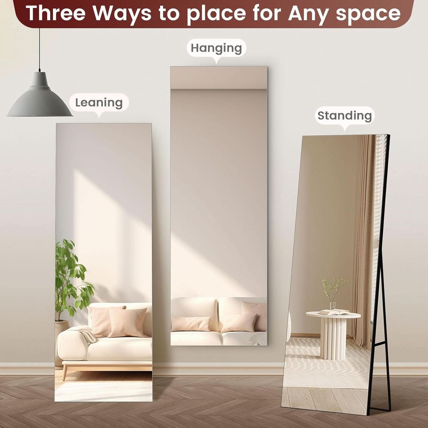 58x18 Frameless Full Length Distortion Free Silver Coated Mirror