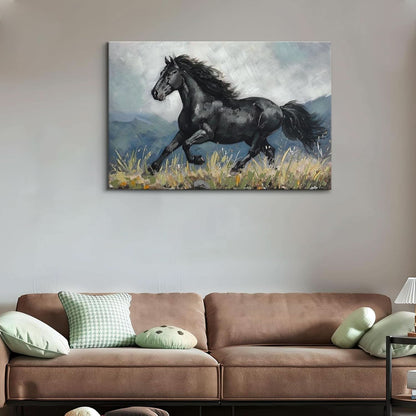 Oversized 24x36 Handpainted Horse Canvas Wall Art Eco Friendly-2