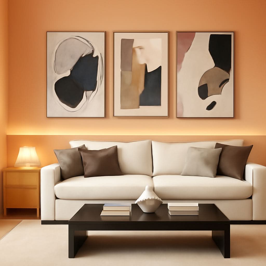 Framed Abstract Canvas Wall Art 36x24 Neutral Geometric Modern Decor