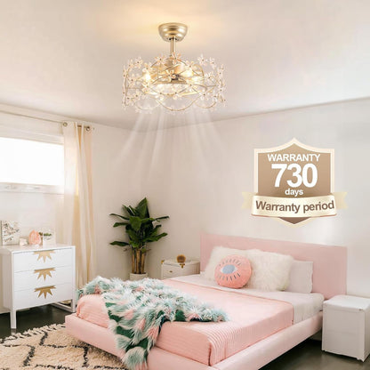 20 Inch Gold Crystal Fandelier Ceiling Fan with LED Light and Remote