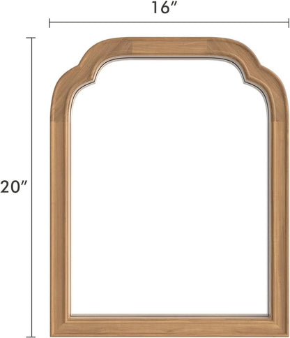 Premium Hardwood Bathroom Mirror 16x20 Inch Crystal Clear Vanity Wall-Mounted