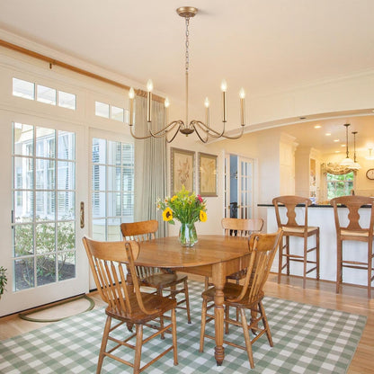 Golden Six-Light Farmhouse Chandelier Gold Tone Dining Room Lighting