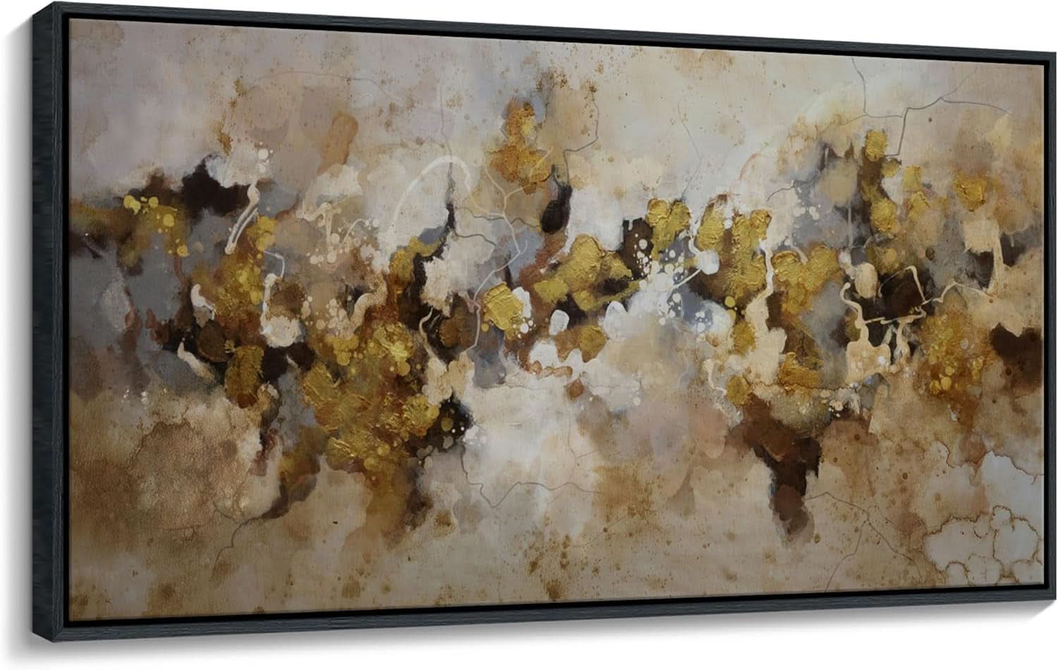 Brown Yellow Abstract Expressionist Canvas Wall Art 24x48 Inches