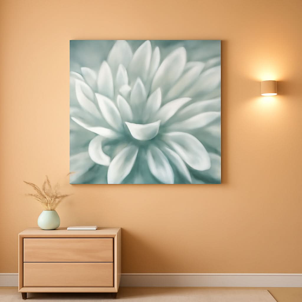 Abstract Floral Canvas Wall Art 36x24 Seafoam Green Modern Decor