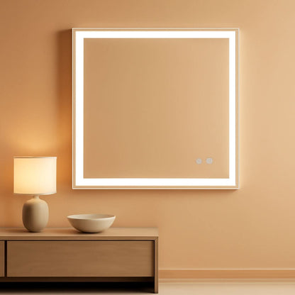 LED Wall Mounted Mirror 40x30 Antifog Dimmable Triple Light Bathroom