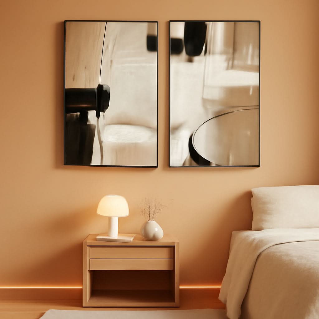 Black Brown Contemporary Abstract Canvas Wall Art Set 2 Pieces