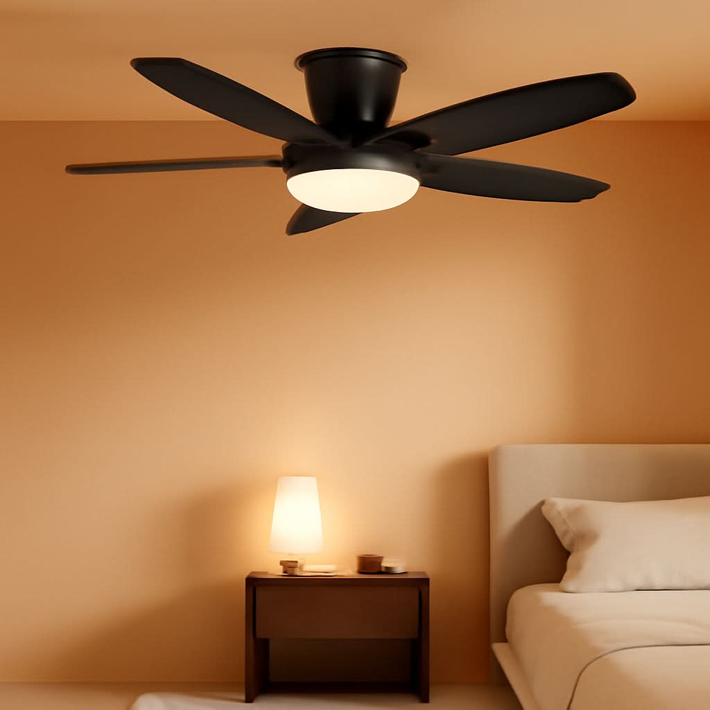 42 Inch Black Low Profile Ceiling Fan with LED Remote Control