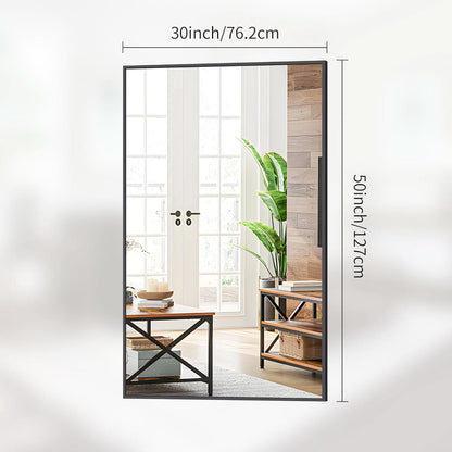 Full-length mirror with dimensions labeled on a white background