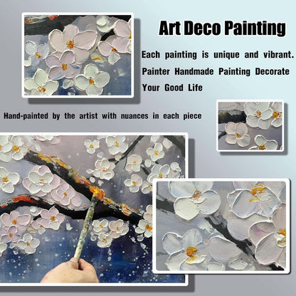 Art Deco painting of flowers with a brush and text about uniqueness and vibrancy.