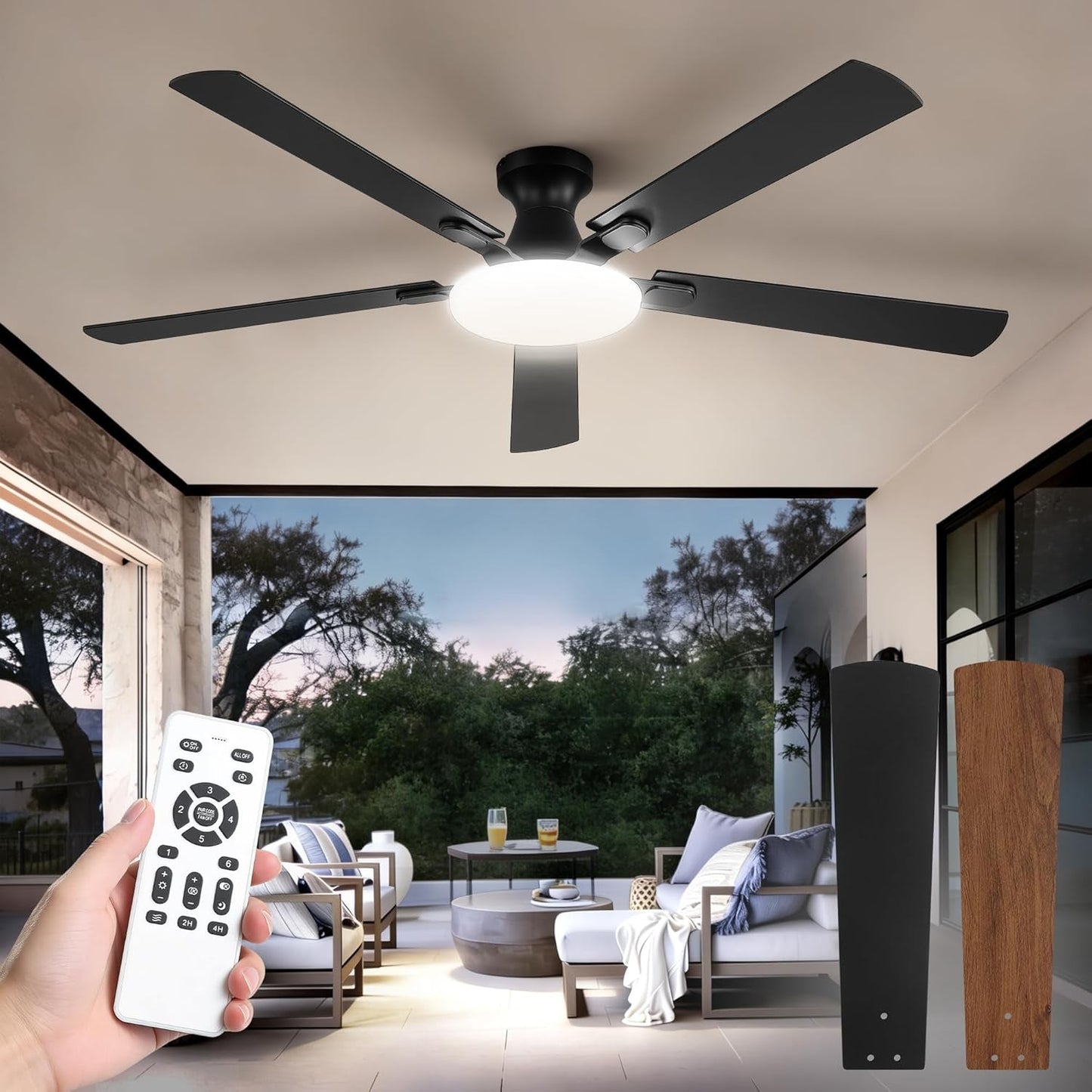 60 Inch Ceiling Fan with Ultra High Efficiency LED Lighting Remote Dimmer