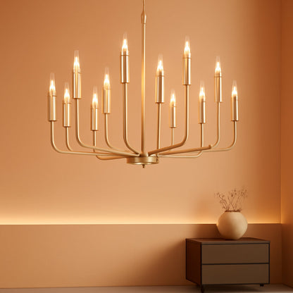 Gold 32-Inch 12-Light Adjustable Arm Chandelier Dining Room Fixture-0