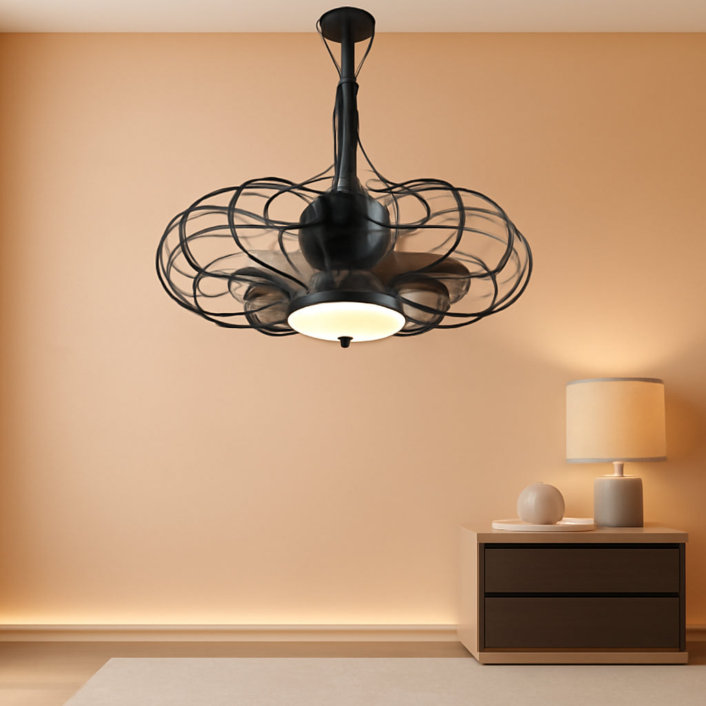 20 Inch Black Outdoor Ceiling Fan IP65 Weatherproof with Light and Remote