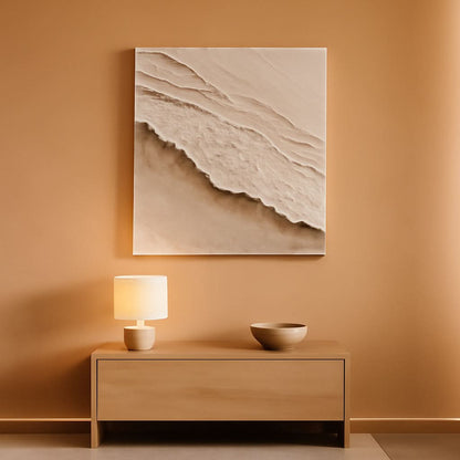 40x28 Inch Hand-Painted Abstract Oil Painting White Brown Gradient Wall Art