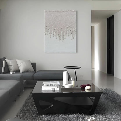Hand-Painted White Abstract Oil Painting 40x28 Inch Canvas Wall Art