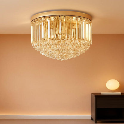 French Gold Crystal Chandelier 11.8 Inch LED Modern Ceiling Light