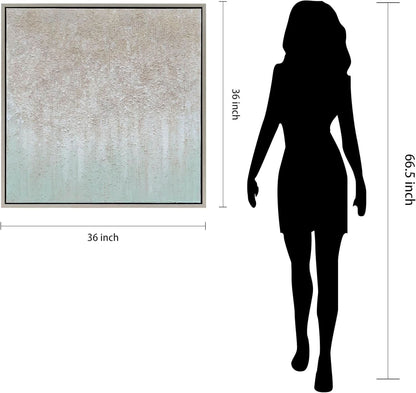 Large Textured 36x36 Abstract Hand Painted Metallic Silver Wall Art