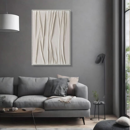 Beige Textured Abstract Wall Art 28x40 Inches Framed Canvas