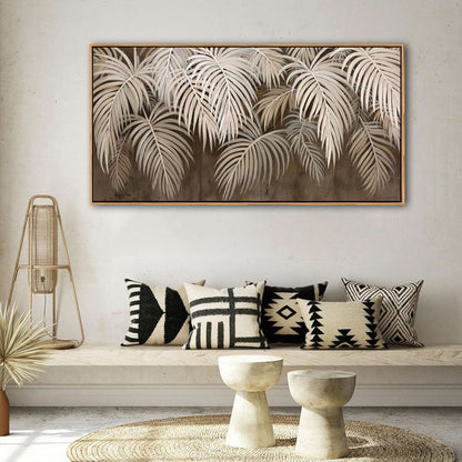 Professional Neutral Canvas Wall Art 24x48 Framed Large Boho Decor