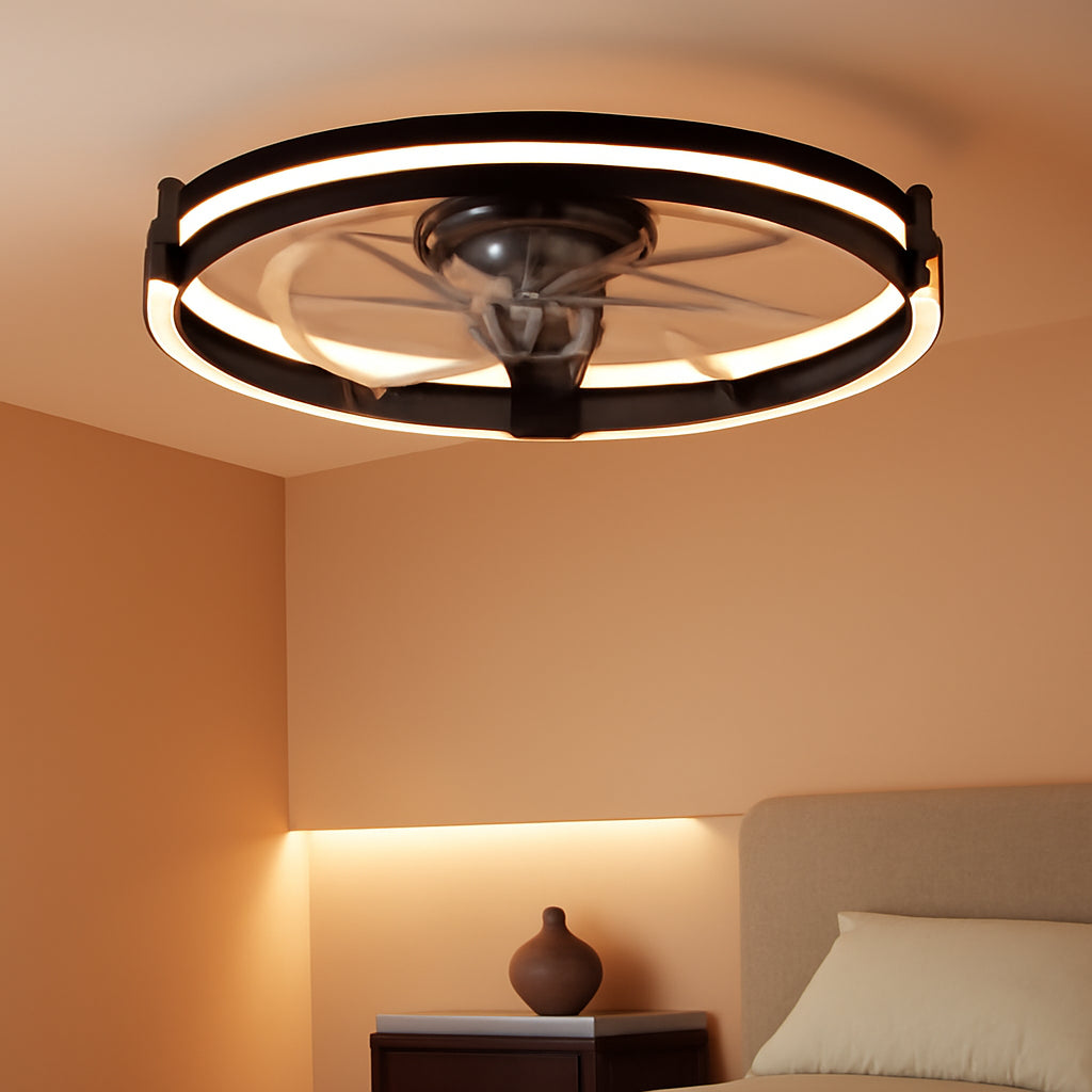 20 Inch RGB Ceiling Fan with Remote Dimmable LED Dual Ring Lighting