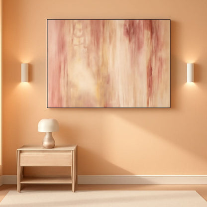 Pink Abstract Canvas Wall Art 20x40 Inches Framed Modern Decor-0